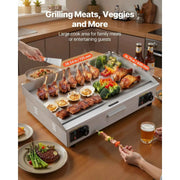 Load image into Gallery viewer, Amocart Commercial Electric Griddle 122-570°F Adjustable Stainless Steel Countertop Full Flat with Spatulas Brushes for Steak