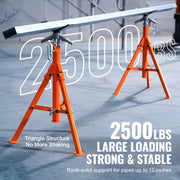 Bild in Galerie-Viewer laden, Amocart Pipe Stand 2500LBS Heavy Duty Pipe Jack Stands 27.2-52 Height Adjustable V Head Pipe Stand Steel Folding Jack Stand