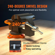 Load image into Gallery viewer, SucceBuy Bench Vise 4.5" 6" 6.5" Multipurpose, Swivel Base & Anvil Heavy Duty Cast Iron for Drilling, Conduit Cutting, Sanding
