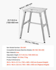 Load image into Gallery viewer, Amocart Electric Meat Bandsaw Stand Adjustable Height H-Shaped Frame Anti-Slip Foot Pads Compatible with Models BS-130 & BS-250