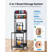 Load image into Gallery viewer, SucceBuy 3D Printer Filament Storage Rack 4Tier 3DPrinter Stand w/Filament Storage Spools Holder Racks Cart w/ Wheels for Office - AMOCART