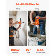 Load image into Gallery viewer, SucceBuy Drill Mixer 1/2in 5/8 in Corded Electric Drill Mixer Set Mixing Drills Machine D-Handle Handheld Cement Mixers - AMOCART