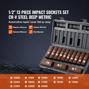 Bild in Galerie-Viewer laden, Amocart 1/2" 3/8" Drive Impact Socket Set 13/23/33/34/48/65/90PCs SAE Metric Cr-V/Cr-Mo Socket Set 6 Point Alloy Steel Repair