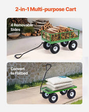 Load image into Gallery viewer, Amocart Steel Garden Cart on Wheels Heavy Duty Garden Wagon Cart Pullable Metal Yard Wagon Carts with 180°Rotating Handle