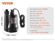 Load image into Gallery viewer, SucceBuy Utility Pump 1/3HP 2450GPH High Flow 30ft Head Sump Pump Submersible Water Pump 10ft Long Power Cord for Draining Water
