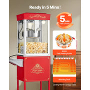 Load image into Gallery viewer, Amocart Popcorn Machine with Cart Stainless Steel Kettle Popcorn Maker with 2-Button Control Glass Wall PC Door 1 Scoop 3 Spoon