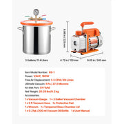 Bild in Galerie-Viewer laden, Amocart 3 Gallon / 5 Gallon Vacuum Chamber with 3.5 CFM Single Stage Vacuum Pump for Stabilizing Wood Degassing Silicone Resin
