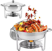 Bild in Galerie-Viewer laden, Amocart 4 Pack Chafing Dish Buffet Set Stainless Steel Chafer w/4 Full Size Pan Round Catering Warmer Server for Party Banquets