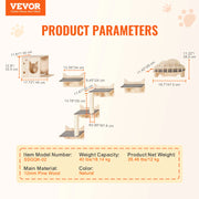 Load image into Gallery viewer, SucceBuy Wall Mounted Cat Shelves Cat Wall Shelves and Perches with Jumping Boards Hammocks & Cat Tree Cat Furniture and Shelves