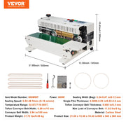 Load image into Gallery viewer, SucceBuy Horizontal Bag Band Sealing Machine Continuous Band Sealer Machine Carbon Steel for 0.02-0.8 mm Plastic Bags Films