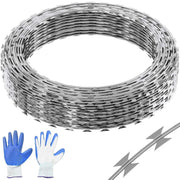 Bild in Galerie-Viewer laden, SucceBuy Razor Wires Razor Barbed Wire Razor Wire Fencing Fence Double Spiral Barbed Wire Galvanized Wire Rolls Razor for Garden