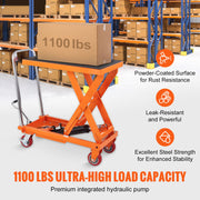 Load image into Gallery viewer, Amocart 1100lbs Hydraulic Lift Table Cart Manual Single Scissor 35.4" Lifting Height with 4 Wheels for Handling Transport