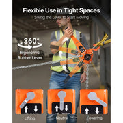 Load image into Gallery viewer, SucceBuy Manual Lever Chain Hoist 1-1/2T / 3T / 6T Capacity Come Along 10FT/ 20FT Lift G80 Alloy Steel Chain 360°Rotating Hooks - AMOCART