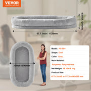 Charger l'image dans la visionneuse de galerie, SucceBuy Human Dog Bed Human Dog Bed for Adult Human Size Dog Bed with Washable Faux Rabbit Fur Cover Egg Orthopedic Foam Grey