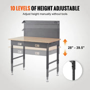 Bild in Galerie-Viewer laden, SucceBuy 2000lbs 48"x24" Workbench Adjustable Height 28"-39.5" Work Bench with 3m Cable 30 Hooks for Garage Hardwood Working