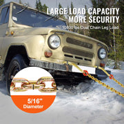 Load image into Gallery viewer, G80 V Towing Bridle Chain Towing with 15" J & Grab Hooks Transport Tow Chain Bridle for Flatbed Truck Wrecker Recovery