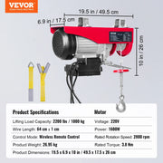 Load image into Gallery viewer, Amocart 1320-2200 lbs Wireless Electric Hoist with 40ft Single Cable Lifting Height Steel Wire Winch Garage Warehouse Factory