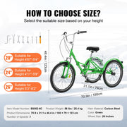 Charger l'image dans la visionneuse de galerie, Amocart 20-26inch Folding Adult Tricycle 7 Speed Carbon Steel 3 Wheels with Basket Adjustable Seat Shopping Picnic For Seniors