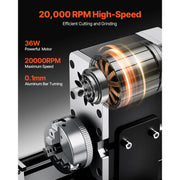 Load image into Gallery viewer, SucceBuy 2.76x5.12 in Mini Metal Lathe Machine 36W 20,000 RPM Speed + 3-jaw Chuck Aluminum Alloy for Processing Precision Parts