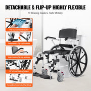 Load image into Gallery viewer, SucceBuy Shower Wheelchair 17.5in Bathroom Wheelchair for Inside Shower Adjustable Rolling Shower Chair for Disabled 300 lbs - AMOCART