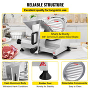 Load image into Gallery viewer, SucceBuy Meat Slicer 8/10inch Carbon Steel Blade Electric Deli Food Slicer Adjustable Thickness Commercial Home Cut Meat Cheese