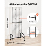 Bild in Galerie-Viewer laden, SucceBuy Grid Wall Panel Wire Grid Panels Display Rack Movable Art Display Shelf with Wheel Carbon Steel Gridwall for Craft Show