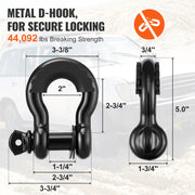 Load image into Gallery viewer, SucceBuy Off-Road Winch Recovery Kit W/30000 lbs Polyester Tow Strap 44,092 lbs D-Ring Shackles Storage Bag for ATV Jeep