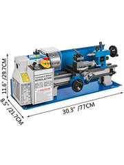 Bild in Galerie-Viewer laden, Amocart Mini Metal Lathe Machine 7"x14" 550W 180x350mm Variable Speed + 3 Jaw Chuck for Metalworking Turning Drilling Threading