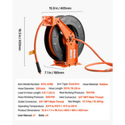 Load image into Gallery viewer, SucceBuy Retractable Air Hose Reel Auto Rewind Air-Compressor Hoses Reel with 5 ft Lead in Ceiling/Wall Mount Steel Double Arm