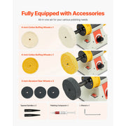 Load image into Gallery viewer, SucceBuy Bench Buffer Polisher 1/2HP 0 to 8000RPM with 2PCS4" Cotton Wheel 3PCS 3" Abrasive Fiber Wheels Compound for Metal Wood