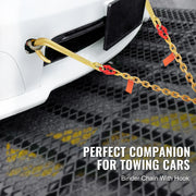 Load image into Gallery viewer, G80 V Towing Bridle Chain Towing with 15" J & Grab Hooks Transport Tow Chain Bridle for Flatbed Truck Wrecker Recovery
