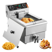 Load image into Gallery viewer, SucceBuy Commercial Deep Fryer Electric Countertop Fryer with Basket Stainless Steel Single Oil Fryer with Time & Temp Control - AMOCART