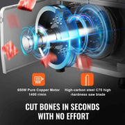 Load image into Gallery viewer, Amocart 650W 1100W 1800W Commercial Electric Meat Bandsaw Stainless Steel Countertop Bone Sawing Machine for Rib Pork Beef