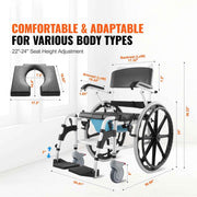 Load image into Gallery viewer, Amocart Shower Wheelchair 17.5in Bathroom Wheelchair for Inside Shower Adjustable Rolling Shower Chair for Disabled Adult