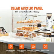 Load image into Gallery viewer, SucceBuy 2/3-Tier Commercial Acrylic Pastry Bakery Display Case with Rear Door Access & Removable Shelves for Donut Bagels Cake