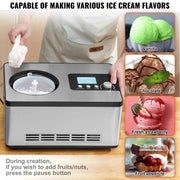 Load image into Gallery viewer, SucceBuy Automatic Ice Cream Maker with Built-in Compressor 2 Quart No Pre-freezing Fruit Yogurt Machine Electric Sorbet Maker