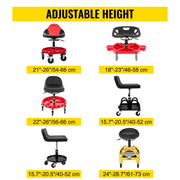 Load image into Gallery viewer, SucceBuy Rolling Garage Stool Car Detailing Stool Adjustable Height Mechanic Seat With Tool Tray Workshop Auto Repair Shop Stool