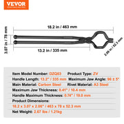 Bild in Galerie-Viewer laden, Amocart Blacksmith Tongs 18” V-Bit Bolt Tongs Wolf Jaw Tongs Z V-Bit Tongs and Gripping Tongs Carbon Steel Forge Tongs