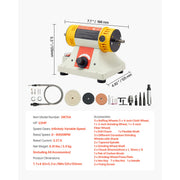 Load image into Gallery viewer, Amocart Bench Buffer Polisher 1/2HP 0 to 8000RPM with 4"Cloth Wheel 3"Grinding Wheel 3"Fiber Wheel for Metal Jewelry Plastic