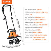Load image into Gallery viewer, SucceBuy 12 Amp Electric Tiller 18" Tilling Width 3.94" Tilling Depth Corded Electric Tiller/Cultivator Steel Mn Tines Rototille