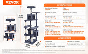 Load image into Gallery viewer, Amocart Cat Tree for Indoor Cats Cat Tower with Cat Condo Sisal Scratching Post HammockTop Perch Jumping Platforms Dark Grey