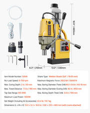 Bild in Galerie-Viewer laden, SucceBuy Magnetic Drill Boring Diameter Portable Electric Mag Drill Press Drilling Machine Metal Surface Industrial Improvement