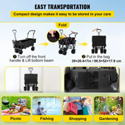 Load image into Gallery viewer, SucceBuy Folding Wagon Cart Adjustable Handle Bar Removable Canopy Oxford Cloth Collapsible Shopping Outdoor Camping Beach Cart - AMOCART