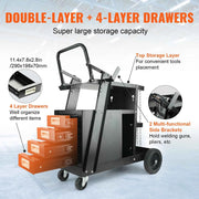 Bild in Galerie-Viewer laden, Amocart Welding Cart 2-Tier 4 Drawers Welder Cart with 360° Swivel Wheels Heavy Duty Rolling Welder Cart for Mig Plasma Cutter