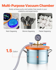 Load image into Gallery viewer, SucceBuy 1.5 / 3 / 5 Gallon Vacuum Chamber & 3.5CFM Single Stage Pump Kit with 4.92ft Hose for Degassing Resin Silicone Epoxies