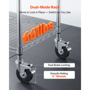 Load image into Gallery viewer, SucceBuy Kitchen Utility Cart 3 Tier Adjustable Wire Storage Rack with Wood Tabletop and Handle Bar 661 lbs Steel Work Table