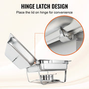 Load image into Gallery viewer, SucceBuy 8QT Rectangle Chafing Dish 2/4/6 Packs w/ Full Size Pans Buffet Catering Warmer Server Folding Stand Fuel Holder Tray