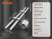 Load image into Gallery viewer, SucceBuy 2PCS Linear Guide Rails SBR12 SBR16 SBR20 800-2200mm & 4PCS UU Bearing Blocks Smooth Motion for DIY Mills CNC Parts - AMOCART