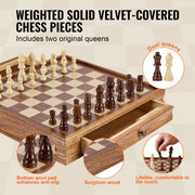 Load image into Gallery viewer, Amocart Solid Wood Chess Set 2-IN-1 Chess Checkers Game Set Chess Board Games for Adults Kids Tournament Professional Beginner