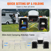 Load image into Gallery viewer, SucceBuy Camping Outdoor Kitchen Table Cabinet Foldable Folding Cooking Storage Rack Aluminum Alloy Bracket for BBQ Picnic - AMOCART